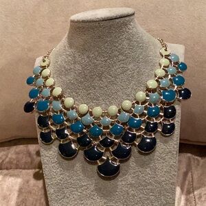 Mermaid Scales Panel Statement Necklace Ocean Blues 18-20”